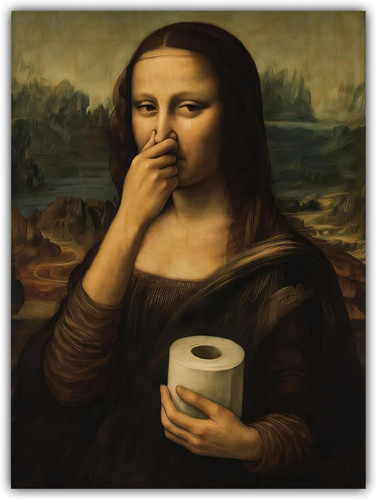 Humorvolles wandbild mona lisa - wandbild,