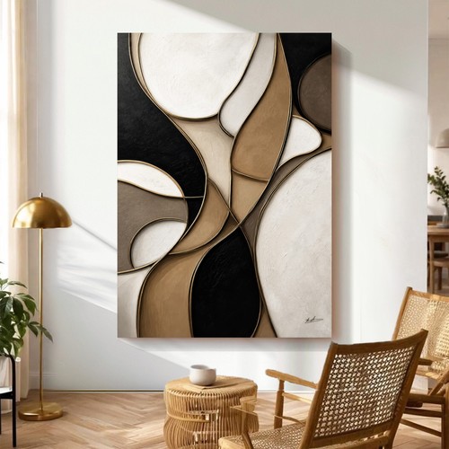 Abstraktes leinwandbild beige - abstraktes,