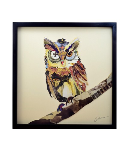 Collage wandbild eule kunst - wandbild,