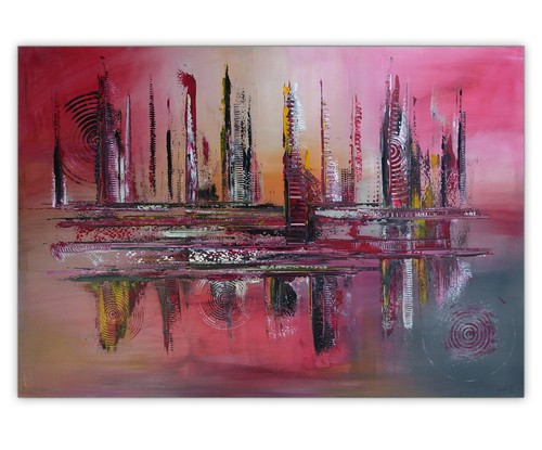 Abstraktes acrylbild skyline - acrylbild,