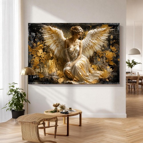 Gold engel wandbild xxl - gold,